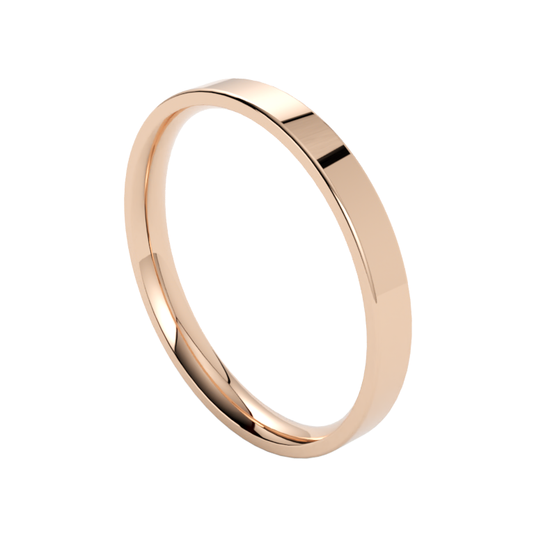 Klasyczna płaska obrączka ślubna z różowego złota 585